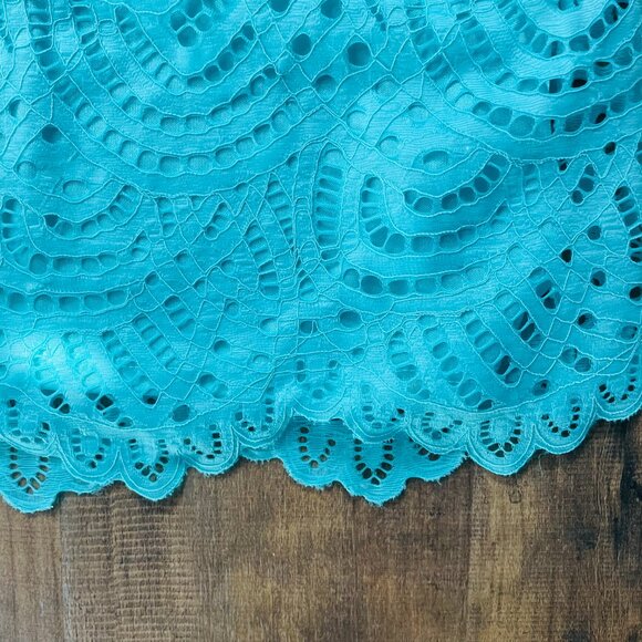 Worthington Turquoise Lace Shift Dress with Flutter Sleeves | Size Large - Picture 4 of 8